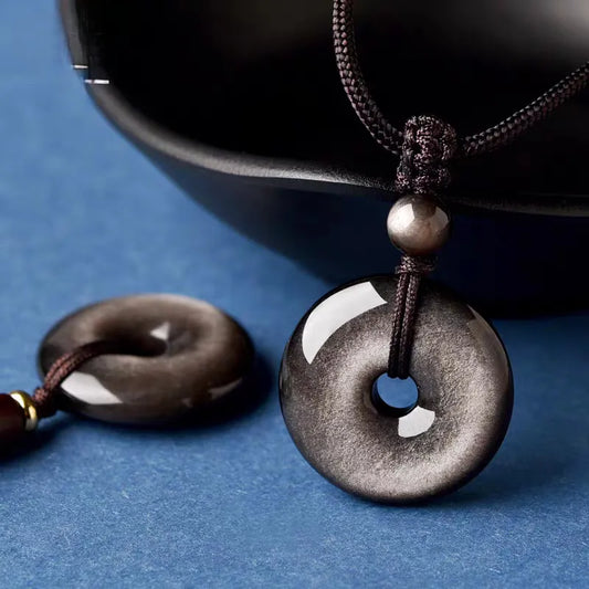 銀曜石平安扣吊墜