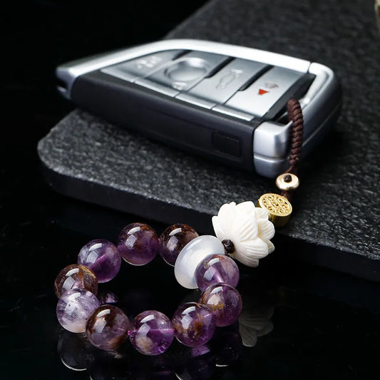 紫幽靈水晶鑰匙扣掛飾