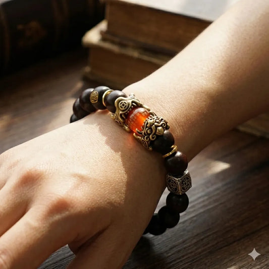 道家雷擊棗木貔貅手串