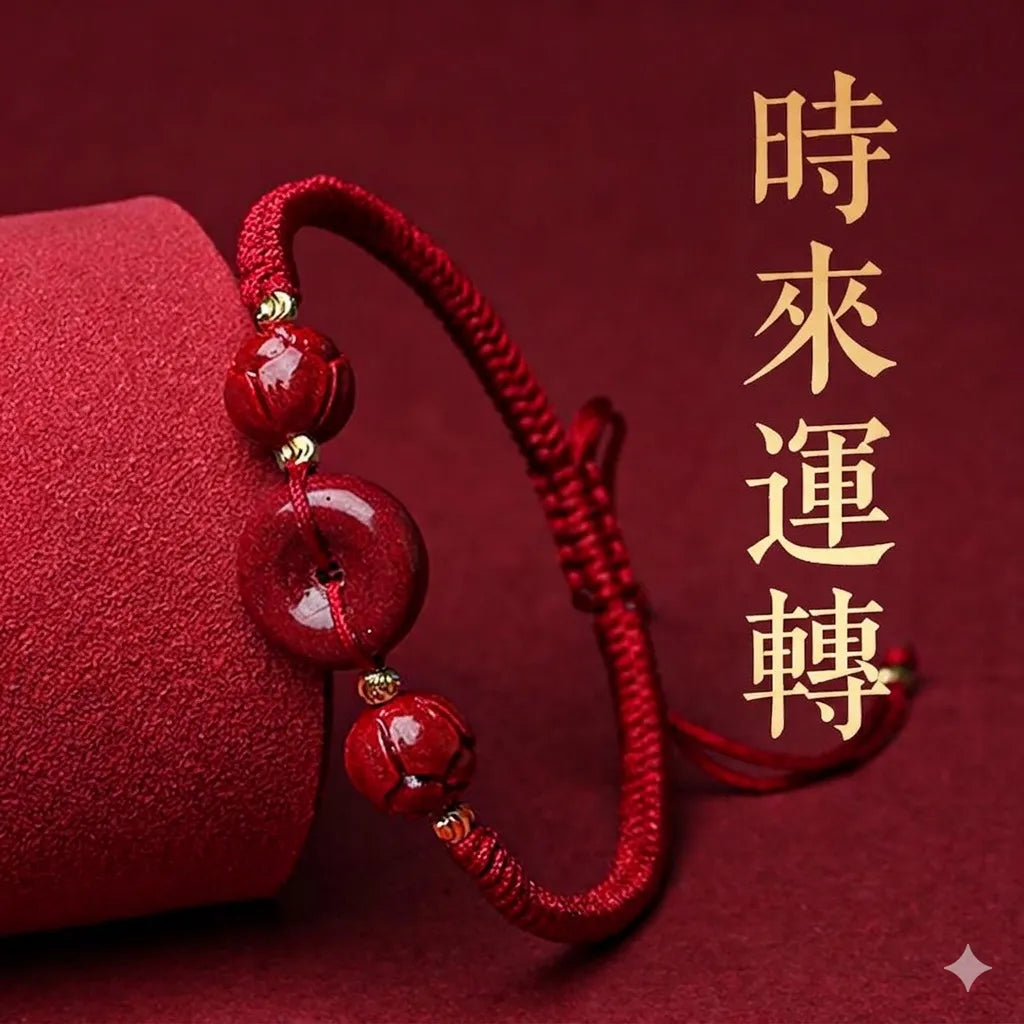 硃砂手工平安扣編織手繩 和諧平安