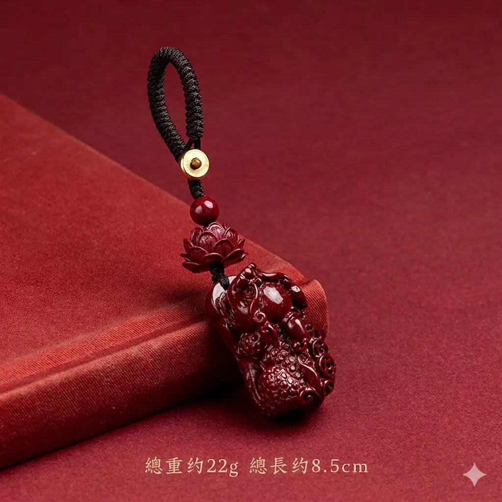 硃砂貔貅鑰匙扣掛件