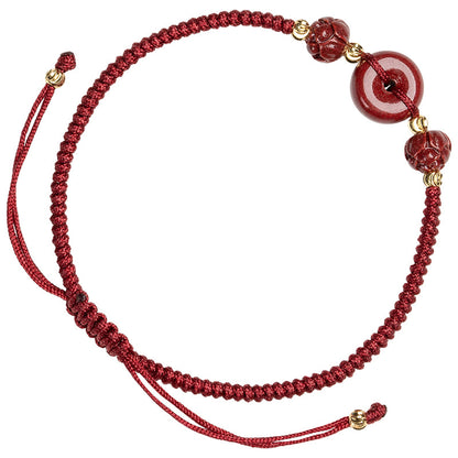 硃砂手工編織平安扣手繩