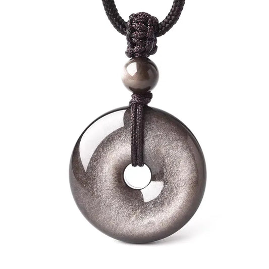 Silver Obsidian Safety Buckle Pendant