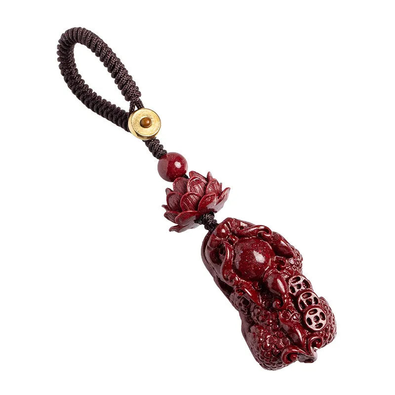 硃砂貔貅鑰匙扣掛件