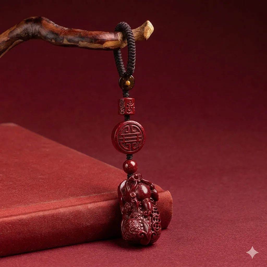 硃砂貔貅鑰匙扣掛件