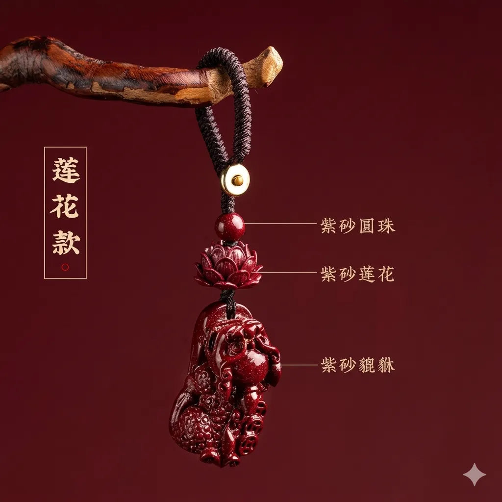 硃砂貔貅鑰匙扣掛件