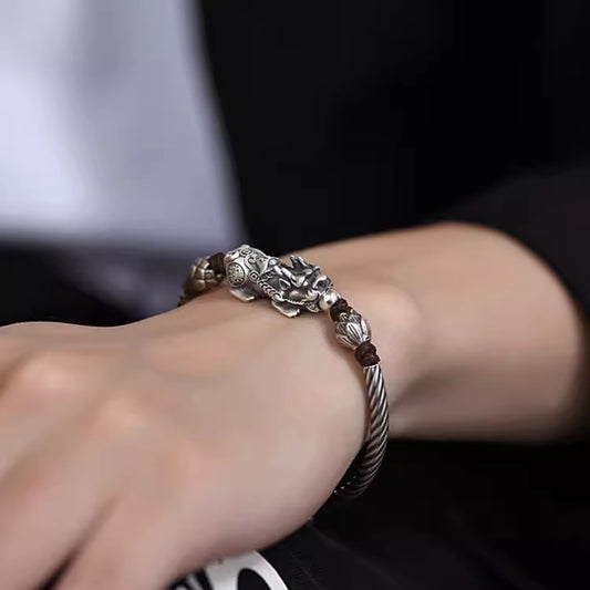 足銀貔貅招財守護手鏈