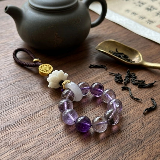 紫幽靈水晶鑰匙扣掛飾