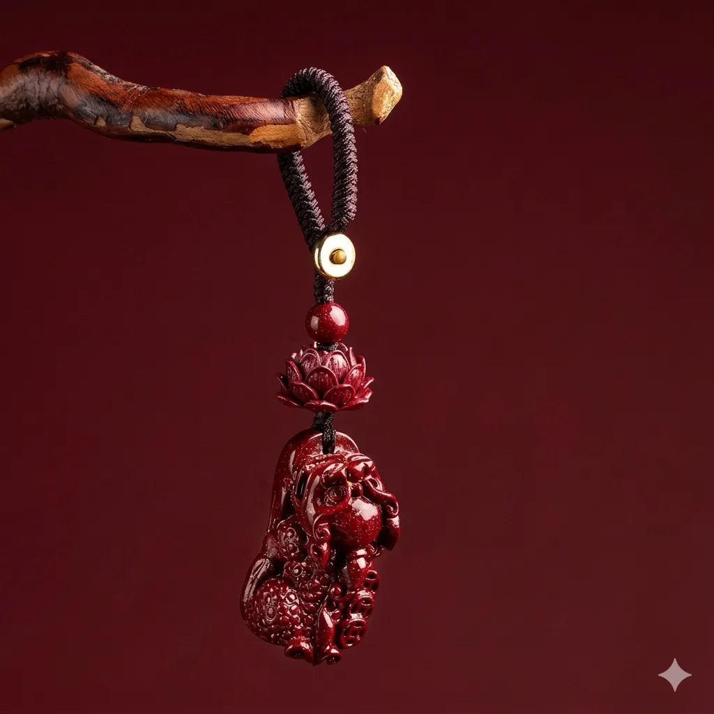 硃砂貔貅鑰匙扣掛件 招財平安