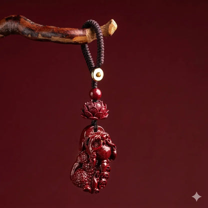 硃砂貔貅鑰匙扣掛件 招財平安